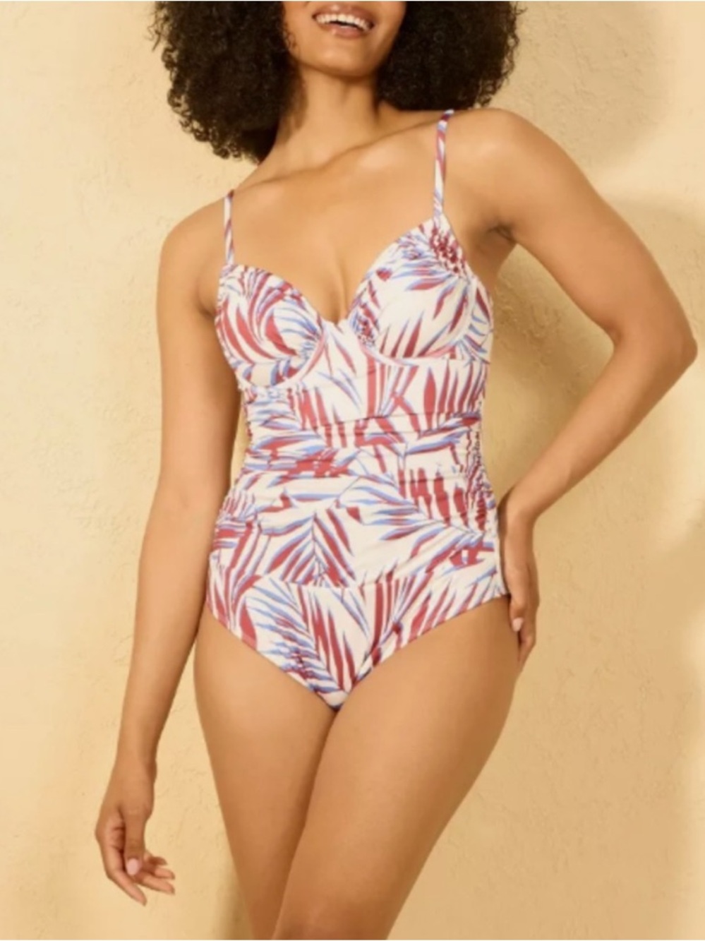 Shade & Shore Shirred Underwire Medium Coverage One Piece Swimsuit
